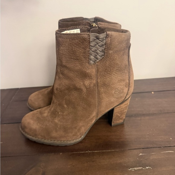 Timberland Women’s Waterproof Nubuck Leather Heeled Ankle Boots Brown Size 6 - Picture 3 of 7